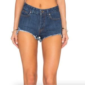 Free People Logan Cut Off Jean Denim Shorts US 26 Rinse Wash High Waist Western